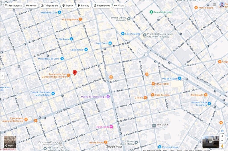 Mapa da loja HASS no centro de Marília